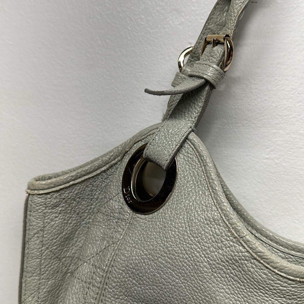 Dior Light Gray Leather Hobo Bag with D Charm - Picture 5 of 16